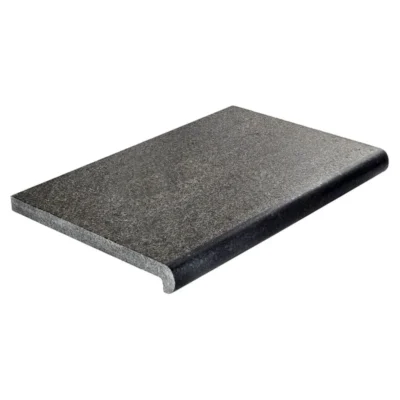 Randtegel antraciet SD Black | 80x40x5/3 cm - ronde neus